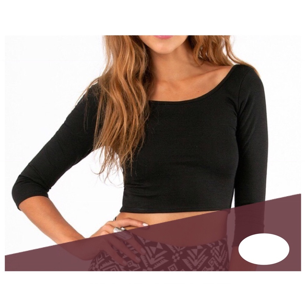 Tobi Crop Top 3/4 Sleeve Black